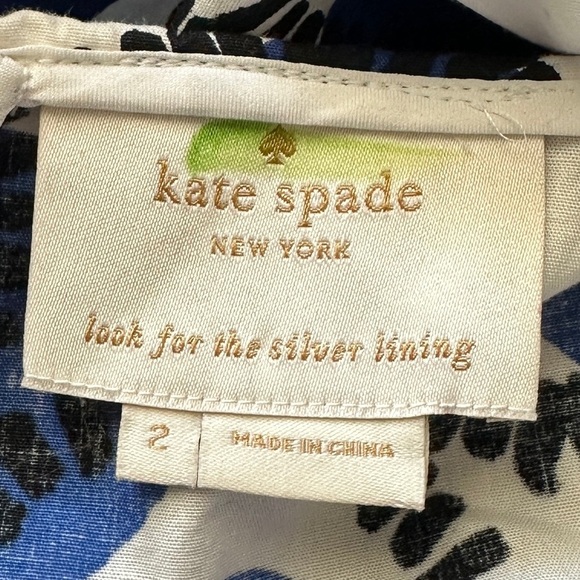 KATE SPADE Stamped Dots Fit & Flare Empire Waist Sleeveless Midi Dress Sz. 2 - Picture 2 of 9